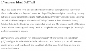 Links Magazine Lists Vancouver Island Golf Trail in Top 10 Drives for 2021